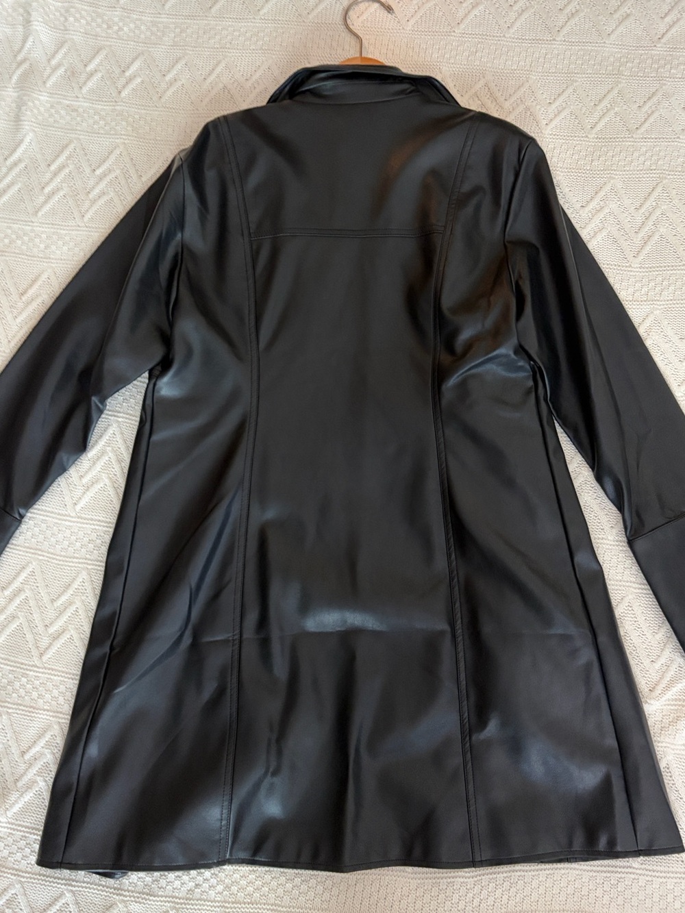 Pilcro Black Faux Leather Lace Up Jacket with Front Tie - Picture 2 of 6
